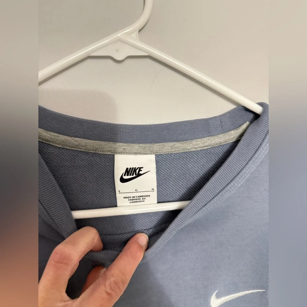 Nike Crewneck Basic Sweatshirt Slate Blue Cotton Sweatshirt Size L - Picture 6 of 10
